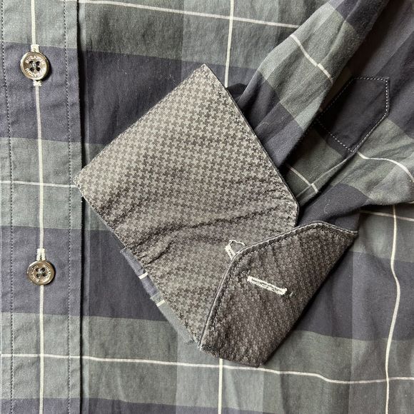 Bugatchi M Men’s Plaid Button Up Blue *button Flaw Business Office Work Preppy - Picture 4 of 11